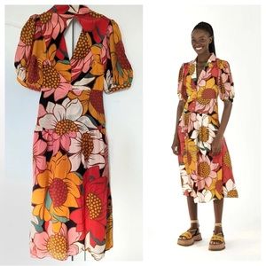 NWT - Farm Rio Colorful Sunflowers Midi Dress - size medium